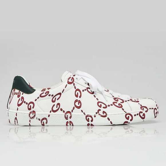 UNISEX - GUCCI ACE GG WHITE & RED SNEAKERS - SIZE US MENS 6.5, WOMENS 7.5 - Picture 1 of 5